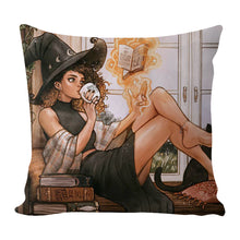 Load image into Gallery viewer, 17.72x17.72In Witch Cotton Embroidery Cross Stitch Pillow Cover Gift for Adult
