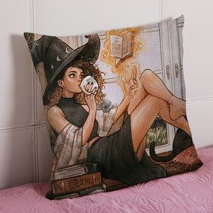 17.72x17.72In Witch Cotton Embroidery Cross Stitch Pillow Cover Gift for Adult