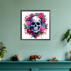 Rose Skull 30*30CM(Canvas) Full Round Drill Diamond Painting