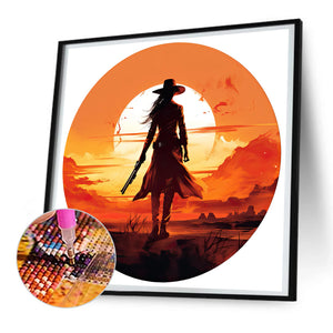 Western Cowgirl 30*30CM(Canvas) Full Round Drill Diamond Painting