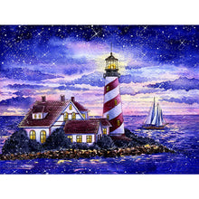 Load image into Gallery viewer, Crossing The Sea Lighthouse 40*30CM(Canvas) Full Round Drill Diamond Painting
