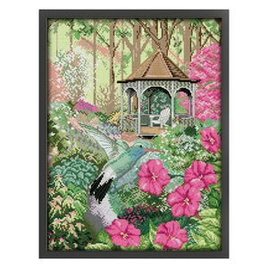 Joy Sunday Hummingbird And Gazebo - 33*44CM 14CT Stamped Cross Stitch