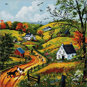 Joy Sunday Spring Hills - 55*55CM 14CT Stamped Cross Stitch