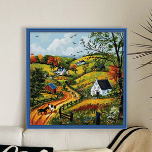 Joy Sunday Spring Hills - 55*55CM 14CT Stamped Cross Stitch