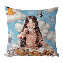 Load image into Gallery viewer, 17.72x17.72In Cotton Cloud Girl Cross Stitch Pillow with Instruction for Gift
