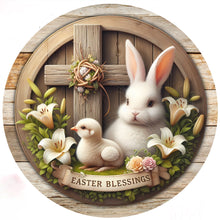 Load image into Gallery viewer, Easter Blessing Bunny And Chick On Cross With Lily Christian Easter 30*30CM(Canvas) Full Round Drill Diamond Painting
