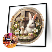 Load image into Gallery viewer, Easter Blessing Bunny And Chick On Cross With Lily Christian Easter 30*30CM(Canvas) Full Round Drill Diamond Painting
