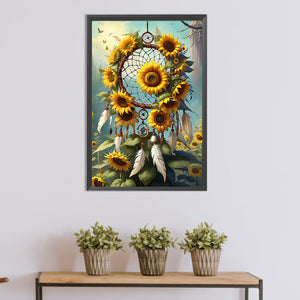 Sunflower Dream Catcher 30*45CM(Canvas) Full Round Drill Diamond Painting