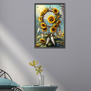 Sunflower Dream Catcher 30*45CM(Canvas) Full Round Drill Diamond Painting