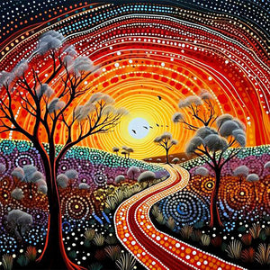 Road Under Sunset 30*30CM(Canvas) Full Round Drill Diamond Painting