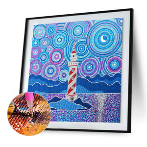 Island Lighthouse 30*30CM(Canvas) Full Round Drill Diamond Painting