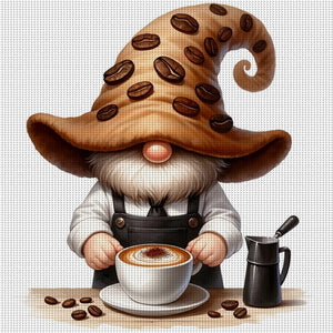 Coffee Gnome - 40*40CM 11CT Stamped Cross Stitch