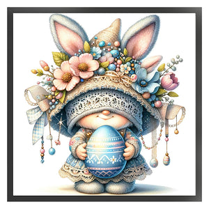 Easter Bunny Gnome - 45*45CM 11CT Stamped Cross Stitch