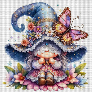 Butterfly Gnome - 45*45CM 11CT Stamped Cross Stitch