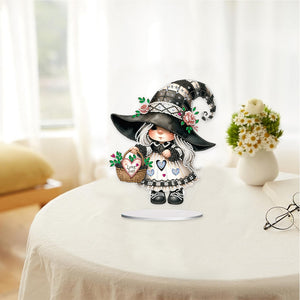 Acrylic Gnome Special Shape Diamond Painting Desktop Home Decor (Flower Basket)