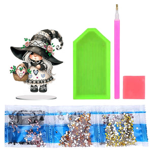 Acrylic Gnome Special Shape Diamond Painting Desktop Home Decor (Flower Basket)