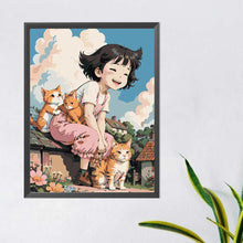 Load image into Gallery viewer, Girl And Cat 40*50CM(Canvas) Full Round Drill Diamond Painting
