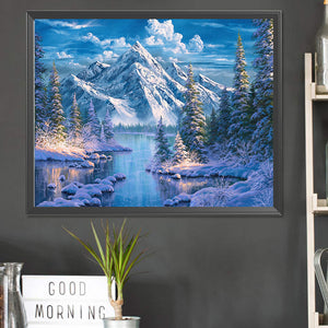 Woods Snow Mountain 50*40CM(Canvas) Full Square Drill Diamond Painting