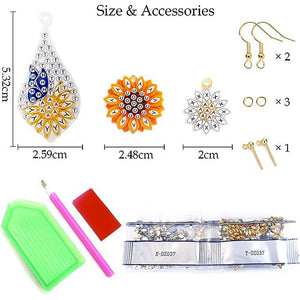 3 Pairs Double Sided Sunflower Butterfly Diamond Painting DIY Earring Making Kit