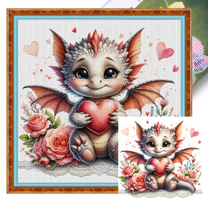 Love Rose Pterosaur - 45*45CM 11CT Stamped Cross Stitch