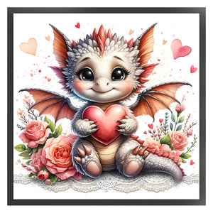 Love Rose Pterosaur - 45*45CM 11CT Stamped Cross Stitch