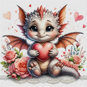 Love Rose Pterosaur - 45*45CM 11CT Stamped Cross Stitch