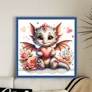 Love Rose Pterosaur - 45*45CM 11CT Stamped Cross Stitch