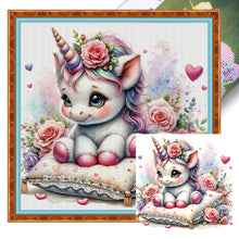 Load image into Gallery viewer, Love Rose Unicorn - 45*45CM 11CT Stamped Cross Stitch
