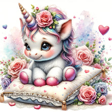 Load image into Gallery viewer, Love Rose Unicorn - 45*45CM 11CT Stamped Cross Stitch
