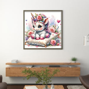 Love Rose Unicorn - 45*45CM 11CT Stamped Cross Stitch