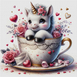 Love Rose Unicorn - 45*45CM 11CT Stamped Cross Stitch