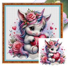 Load image into Gallery viewer, Love Rose Unicorn - 45*45CM 11CT Stamped Cross Stitch
