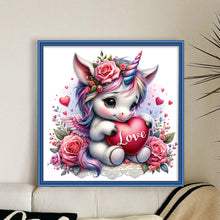 Load image into Gallery viewer, Love Rose Unicorn - 45*45CM 11CT Stamped Cross Stitch
