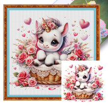 Load image into Gallery viewer, Love Rose Unicorn - 45*45CM 11CT Stamped Cross Stitch
