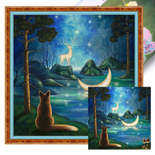 Load image into Gallery viewer, Cat Under The Moonlight - 45*45CM 11CT Stamped Cross Stitch
