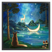 Load image into Gallery viewer, Cat Under The Moonlight - 45*45CM 11CT Stamped Cross Stitch
