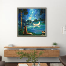 Load image into Gallery viewer, Cat Under The Moonlight - 45*45CM 11CT Stamped Cross Stitch
