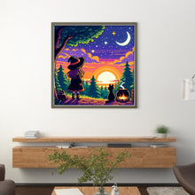 Load image into Gallery viewer, Witch And Cat In The Moonlight - 45*45CM 11CT Stamped Cross Stitch
