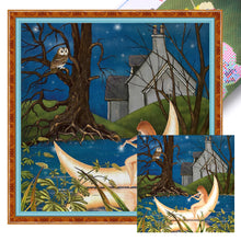 Load image into Gallery viewer, Girl And Owl In The Moonlight - 45*45CM 11CT Stamped Cross Stitch
