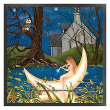 Load image into Gallery viewer, Girl And Owl In The Moonlight - 45*45CM 11CT Stamped Cross Stitch
