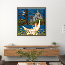 Load image into Gallery viewer, Girl And Owl In The Moonlight - 45*45CM 11CT Stamped Cross Stitch
