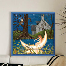 Load image into Gallery viewer, Girl And Owl In The Moonlight - 45*45CM 11CT Stamped Cross Stitch
