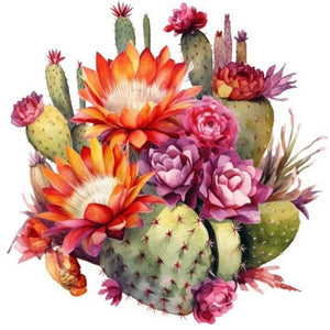 Cactus Flower - 50*50CM 11CT Stamped Cross Stitch