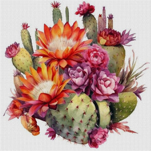 Cactus Flower - 50*50CM 11CT Stamped Cross Stitch