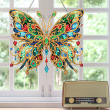 Load image into Gallery viewer, Special Shape Diamond Painting Hanging Pendant Home Decor (Green Butterfly)
