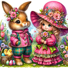 Load image into Gallery viewer, Easter Flowers Bunny 30*30CM(Canvas) Full Round Drill Diamond Painting
