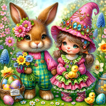 Load image into Gallery viewer, Easter Flowers Bunny 30*30CM(Canvas) Full Round Drill Diamond Painting
