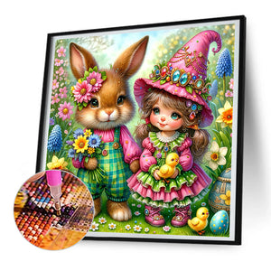 Easter Flowers Bunny 30*30CM(Canvas) Full Round Drill Diamond Painting