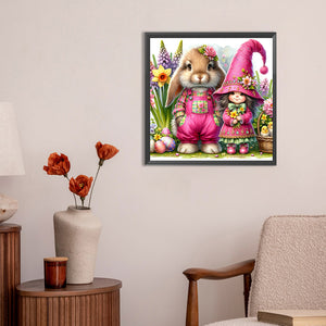 Easter Flowers Bunny 30*30CM(Canvas) Full Round Drill Diamond Painting