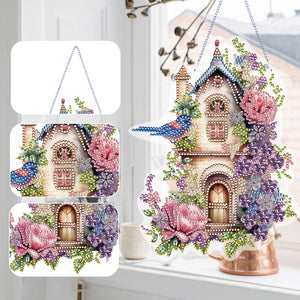 Acrylic Single Side Flower Birdcage Diamond Painting Hanging Pendant (GJ493)